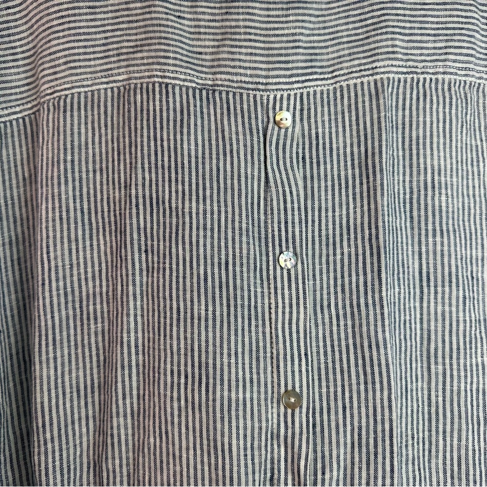JNY Jones New York Blue Striped Oversize V-Neck Shirt Sz3x - Picture 5 of 8